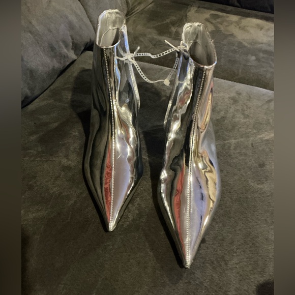 GIANNI BINI METALLIC SILVER ANKLE GEORGINA METALLIC KITTEN HEEL(Sz 7/7.5/8/8.5/9 - Picture 6 of 16